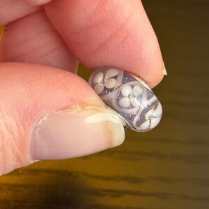 Retired Authentic Pandora Purple Field of Flowers Murano Glass Bead Charm